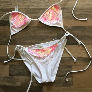 Victoria’s Secret Pink and White Sequined Bikini.